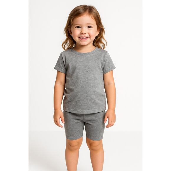 Minimalist Gray Biker Shorts Toddler Young Hearts 4T - Picture 1 of 5